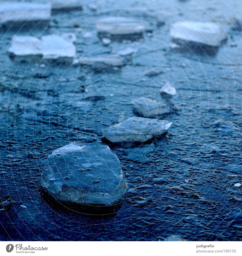 winter blue Cold Winter Broken Frozen surface Pond Puddle Aggregate state Ice Blue Part Smoothness
