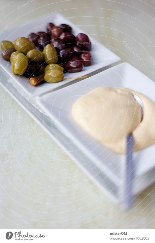 Spanish Food VIII Esthetic Contentment Garlic Olive Snack Snackbar Mediterranean Delicious Part Spoon Plate Colour photo Subdued colour Exterior shot Close-up