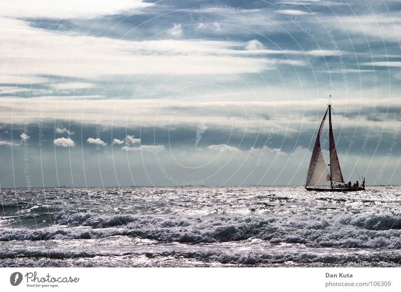 A journey into the unknown Ocean Lake Rough Sailboat Sailing Watercraft Clouds Spectacle Multiple Swell Violet White Calm Vacation & Travel Netherlands Zeeland