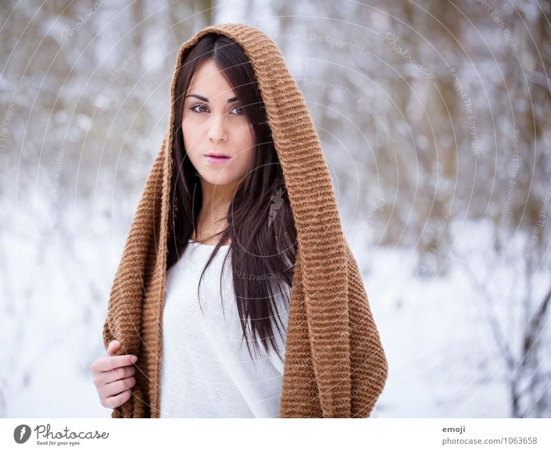 outside Feminine Young woman Youth (Young adults) 1 Human being 18 - 30 years Adults Winter Snow Beautiful Cold Colour photo Exterior shot Day