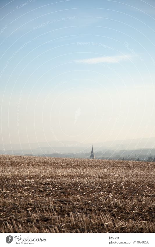 to find your way home. Sightseeing Environment Nature Landscape Horizon Spring Agricultural crop Field Church Signs and labeling Gloomy Blue Peaceful Serene