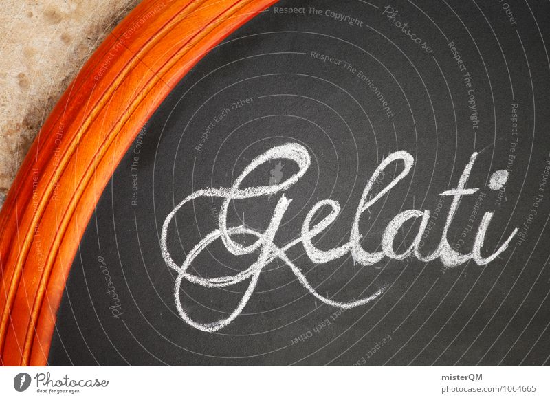 Gelati. Art Esthetic Contentment Signs and labeling Blackboard Gelatin Document Café Advertising Colour photo Subdued colour Exterior shot Close-up Detail