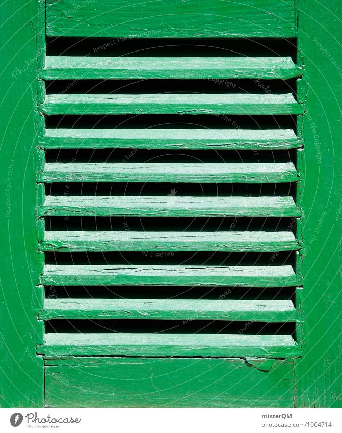 Window green. Art Esthetic View from a window Window frame Glazed facade Pattern Green Symmetry Colour photo Subdued colour Exterior shot Close-up Detail
