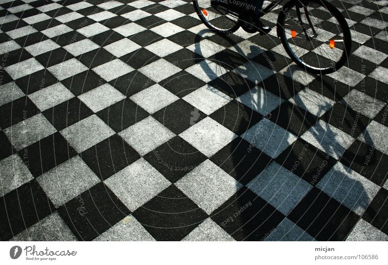 aerodynamics Dance floor Pattern Bicycle Driving Black White Checkered Stewart tartan Floor covering Hard Arrangement Alternating Chic Playing Board game Pixel