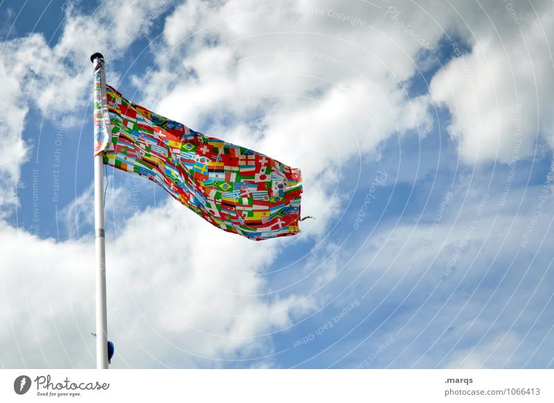 internationally Vacation & Travel Sky Clouds Beautiful weather Flag Exceptional Multicoloured Freedom Society Politics and state Global Wind Judder Education