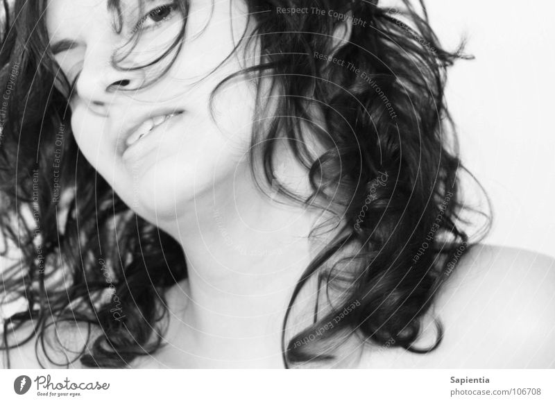 curl rock rock... Portrait photograph Woman Light Beautiful Black & white photo Curl
