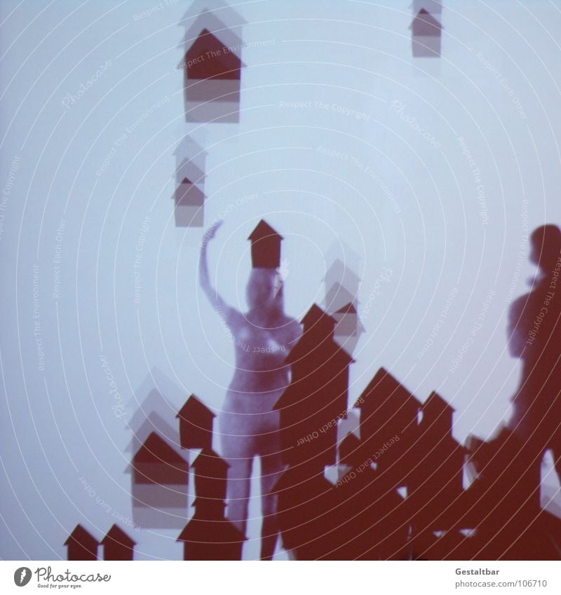 Shadow play 09 Woman Feminine Man Masculine Silhouette Mysterious Stand House (Residential Structure) Formulated Exhibition Projection screen Movement