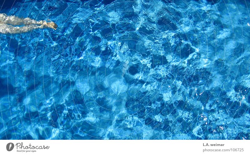 azure blue.blubb Swimming pool Float in the water Relaxation Azure blue Water Summer Blue Swimming & Bathing Surface of water Copy Space Clarity