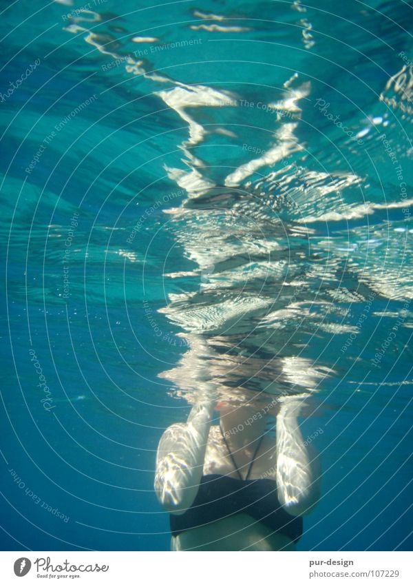 underwater7 Ocean Waves Snorkeling Dive Sea water Crete Vacation & Travel Bikini Woman Reflection Paleochora Water Underwater photo Blue Swimming & Bathing Skin