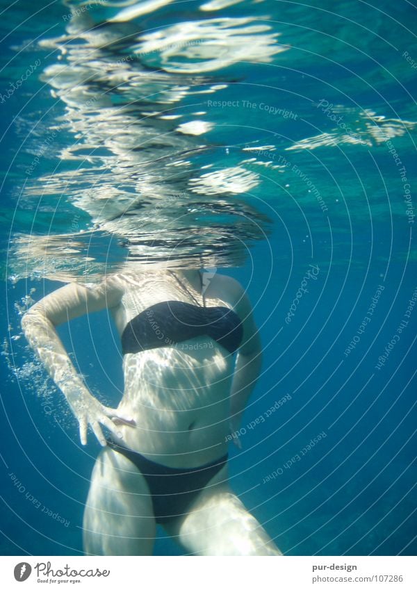 underwater9 Ocean Waves Snorkeling Dive Sea water Crete Vacation & Travel Bikini Woman Reflection Paleochora Water Underwater photo Blue Swimming & Bathing Skin