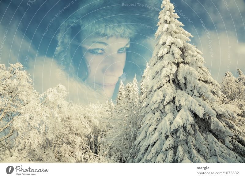 A portrait of a woman in the winter forest Relaxation Vacation & Travel Freedom Winter Snow Winter vacation Hiking Human being Feminine Young woman
