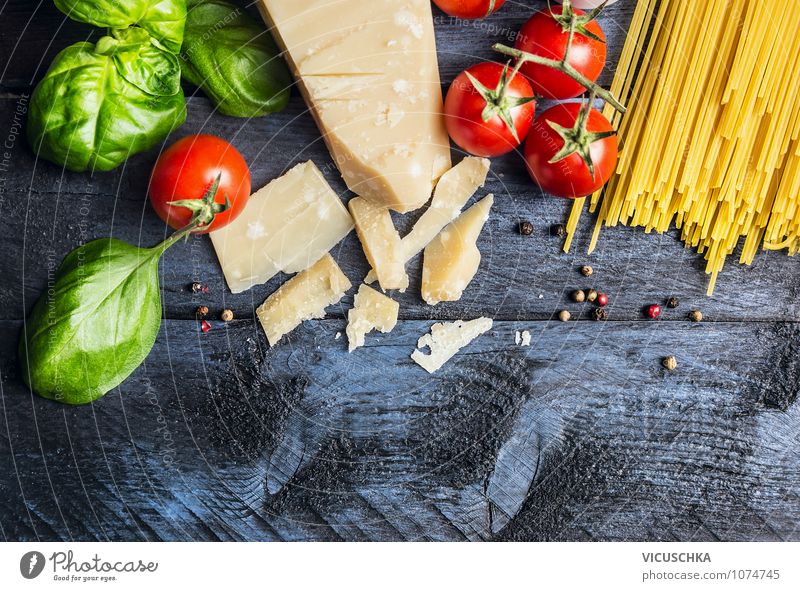 Spaghetti ingredients for cooking Food Vegetable Dough Baked goods Herbs and spices Nutrition Lunch Organic produce Vegetarian diet Diet Italian Food Lifestyle