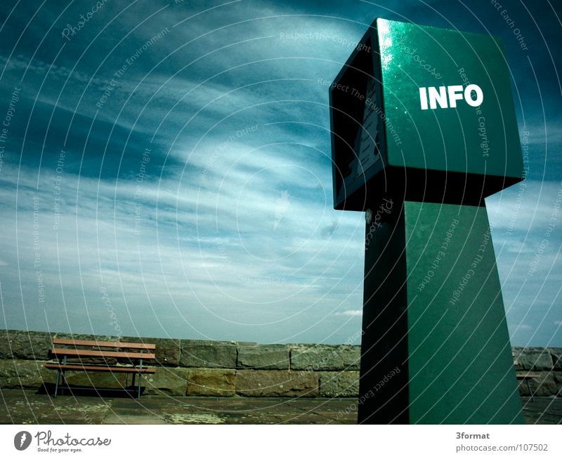 info02 Information Calm Gloomy Deserted Clouds Green Sky Blue Vending machine