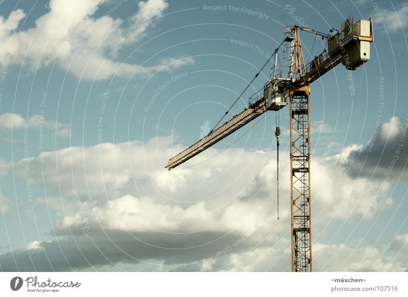 above the clouds Crane Clouds Sky Work and employment Construction site Recklessness Long Heavy House (Residential Structure) Above the clouds Large