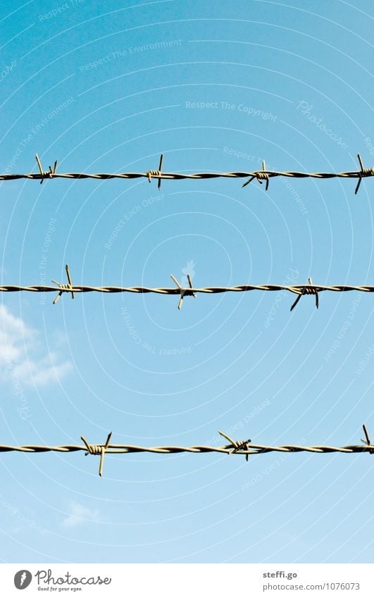 captured. Sky Beautiful weather Aggression Old Threat Rebellious Thorny Perspective Safety Symmetry Divide Far-off places Fence Border Barbed wire