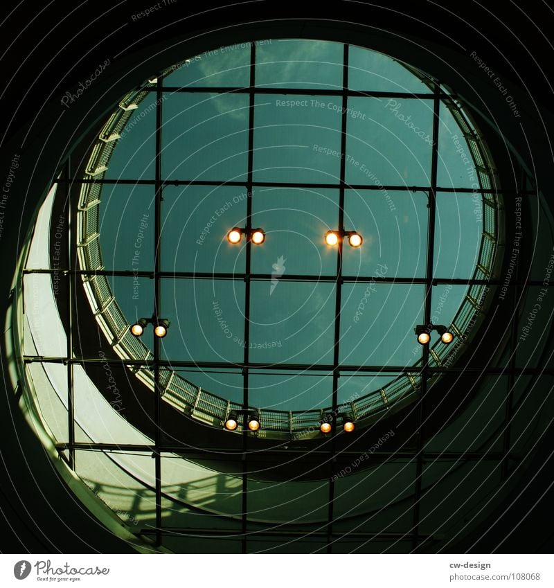 THREE-RING CIRCUS Architecture Detail Section of image Circular Round construction Skylight Worm's-eye view Upward Skyward Modern Modern architecture Back-light