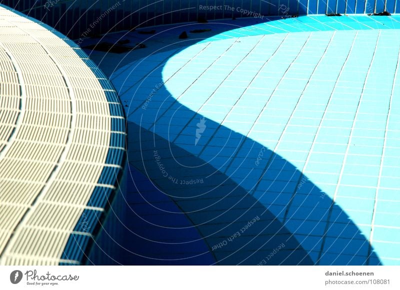 the other day at the outdoor pool 4 Abstract Background picture Open-air swimming pool Swing Curved Cyan Light blue Drainage Empty Detail Water Autumn Shadow