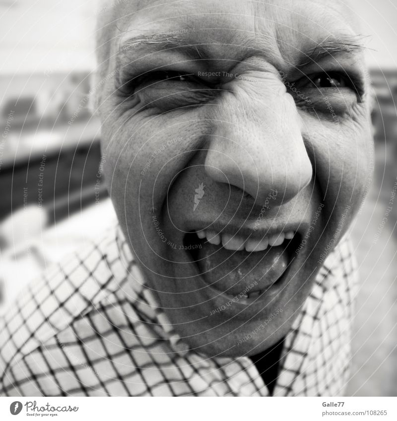 Huh? Portrait photograph Man Scream Loud Crash Distorted Funny Eerie Fisheye Joy grimm Face Looking Perspective agressive Facial expression