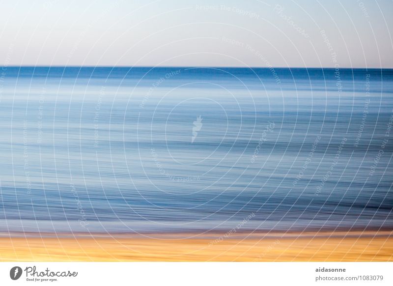 Baltic Landscape Water Waves Beach Baltic Sea Attentive panning Photographic technology Camp follower Yellow Blue Heaven Colour photo Exterior shot Deserted