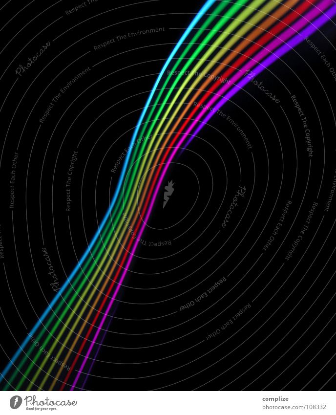 colour spectrum 02 Spectral Prismatic colour Prismatic colors Stripe Light Delicate Parallel Electronic Tube light Hose Black Virtual Online Violet Green Blur