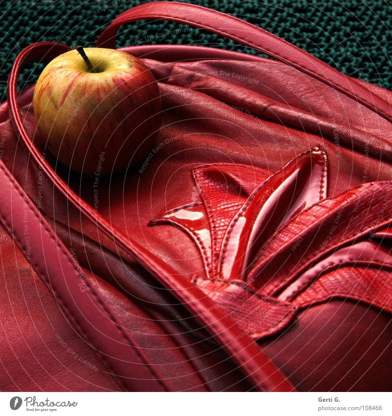apple turnover Bag Synthetic leather Snakeskin Pattern Chic Red Handbag Carry handle Soft Autumn Crunchy Yellow Sweet Delicious Nutrition Stitching Fruit