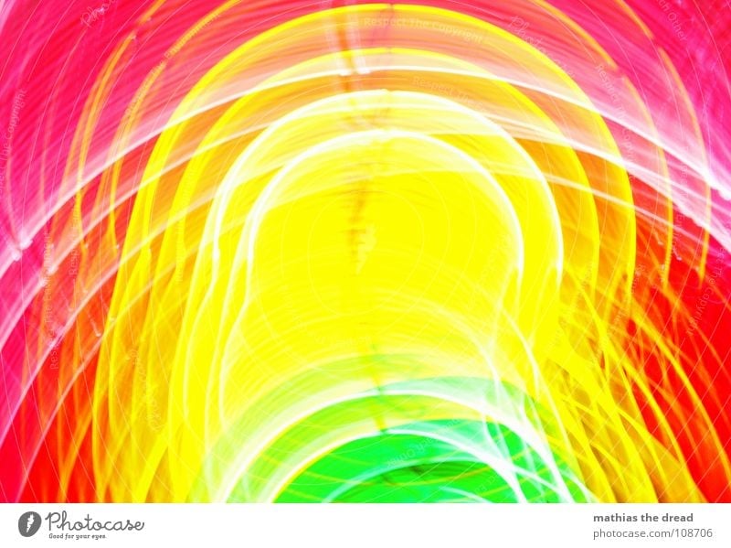 Colours 5 Multicoloured Green Yellow Red Pink Circle Light Geometry Edge Point White Joy annular Structures and shapes Line Blur