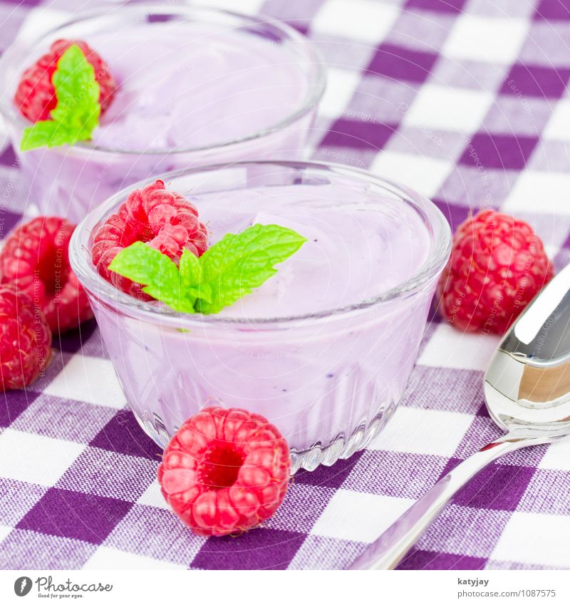 raspberry yoghurt Yoghurt Raspberry Cream Skimmed milk Fruit Fruity Nature Berries wild berries Organic produce Breakfast Vitamin Dessert Near Close-up