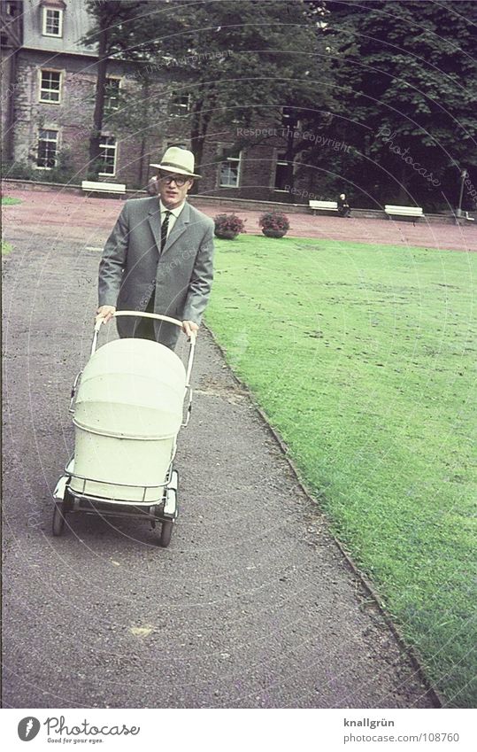 emancipation Park Summer Trip Baby carriage Man Father Meadow 1962 Lanes & trails Hat Modern man