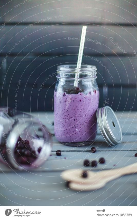Coconut milk shake with blueberries Dairy Products Fruit Nutrition Organic produce Fasting Beverage Cold drink Milkshake Delicious Sweet Blue Blueberry Straw