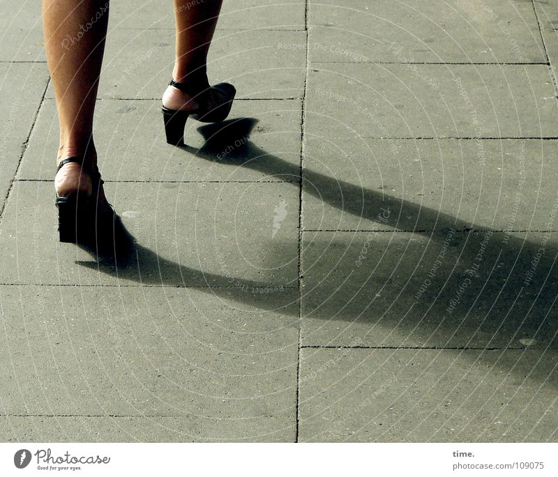 Daily Catwalk Bus Station Colour photo Subdued colour Exterior shot Woman Adults Legs Traffic infrastructure Footwear Concrete Going Walking Speed Rotation