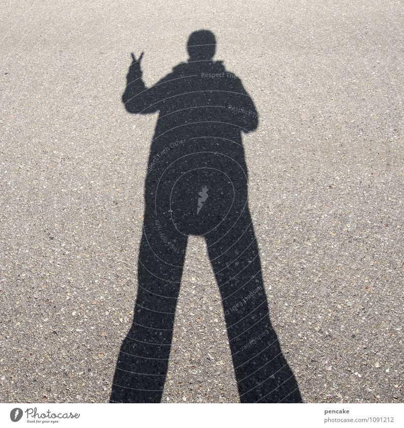 My name is Hase Human being Life 1 Sign Communicate Contact Shadow play Hare ears Sign language Easter Silhouette Pavement Name Peace Success Colour photo