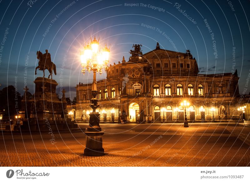 Such a theater Vacation & Travel Tourism Trip Sightseeing City trip Lighting Sculpture Theatre Opera house Night sky Dresden Theater square Town Places Building