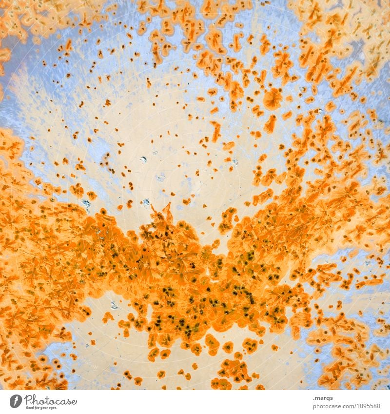 detonation Metal Exceptional Bright Uniqueness Blue Yellow Colour Explode Rust Background picture Colour photo Exterior shot Detail Abstract Pattern