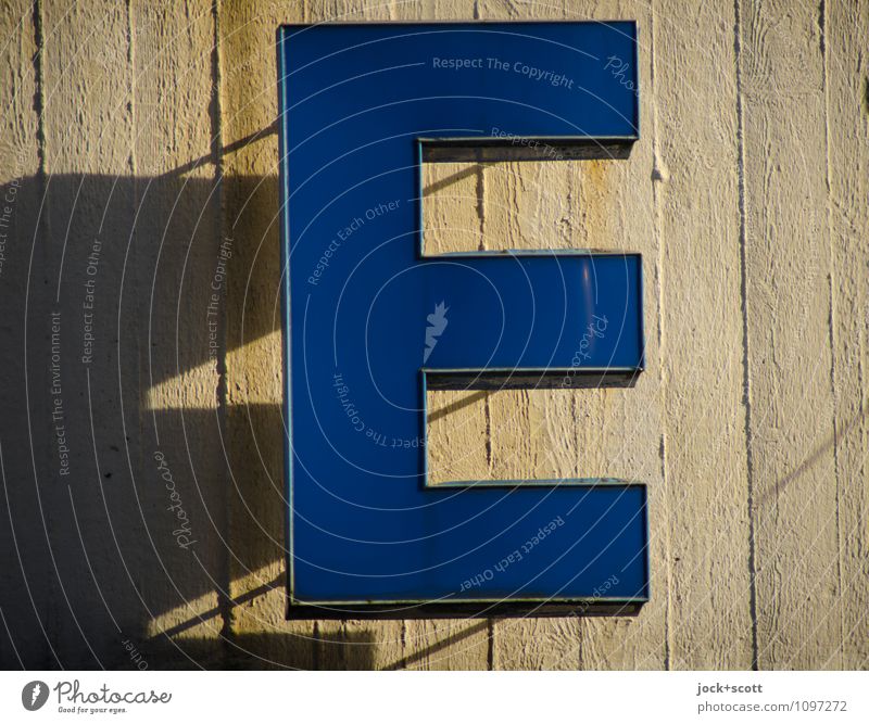 E for Typography Wall (building) Concrete Plastic Blue Authentic Detail Neutral Background Silhouette Light (Natural Phenomenon) Lightbox Hang Sharp-edged