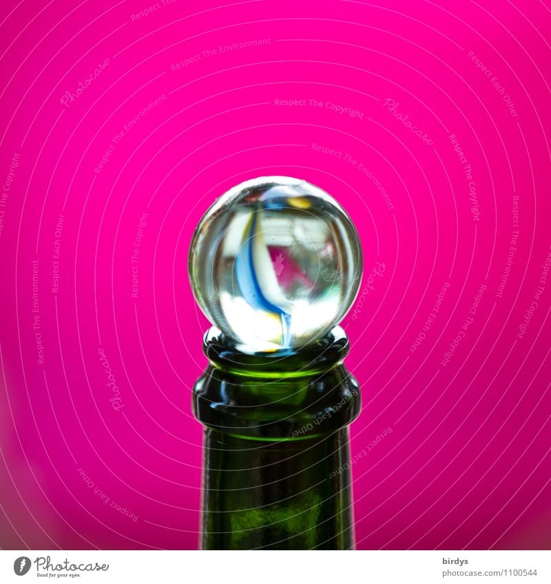 throne cork Marble Glass ball Neck of a bottle Esthetic Friendliness Positive Beautiful Multicoloured Pink Design Colour Infancy Round Transparent