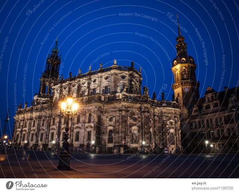 court church Vacation & Travel Tourism Trip Sightseeing City trip Sculpture Environment Cloudless sky Night sky Dresden Saxony Germany Town Capital city Church