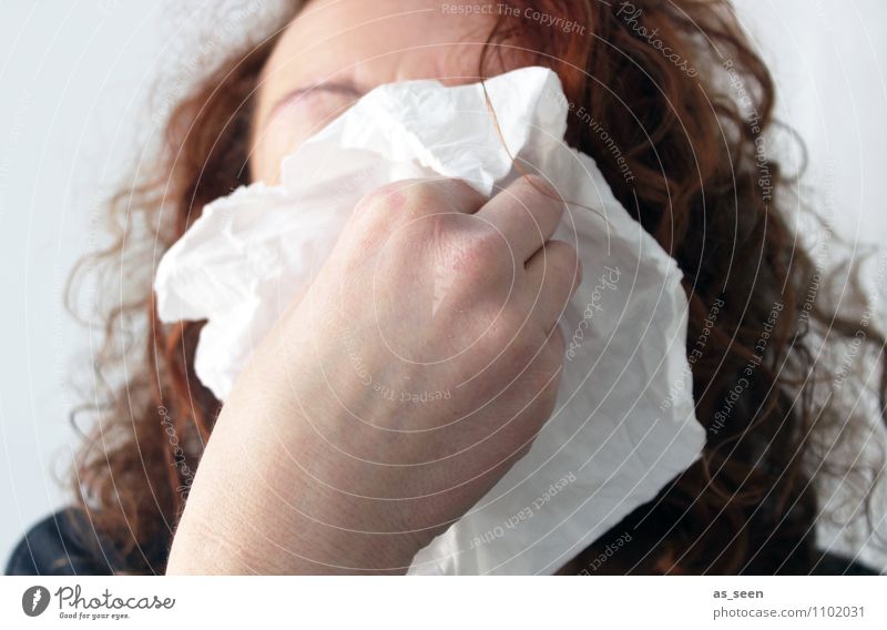 Ahchoo!! Woman Adults Life Nose Hand 1 Human being Handkerchief Authentic Brash Illness Funny Sadness Grief Pain Common cold Health care flu Blow one's nose