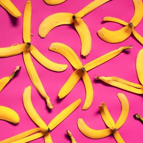 i go bananas Food Fruit Banana Nutrition Eating Organic produce Healthy Eating Exceptional Delicious Yellow Pink Creativity Whimsical Super Still Life