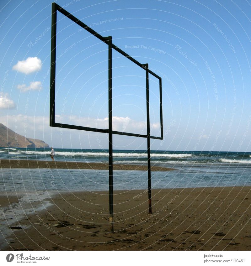 Without words in the frame Clouds Horizon coast Beach Mediterranean sea Crete Idyll Inspiration Set Billboard Subdued colour Structures and shapes Silhouette