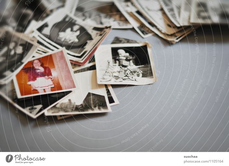rummage in the past ... Paper Old Emotions Photography Accumulation Sentimental Memory Child Analog Subdued colour Interior shot Copy Space right