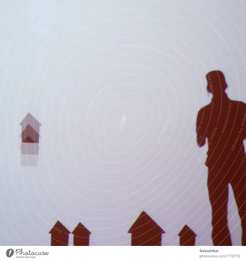 Shadow play 13 Man Masculine Silhouette Mysterious Stand House (Residential Structure) To fall Small Formulated Exhibition Projection screen Movement Free