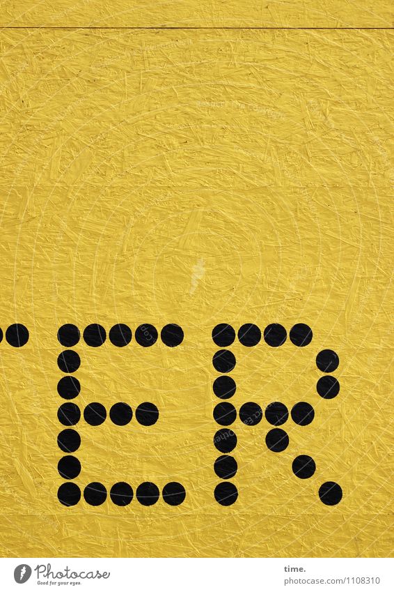 Trash! 2015 | dotted type Wall (barrier) Wall (building) Wood Characters Point Dry Town Yellow Black Concentrate Art Puzzle Whimsical Irritation Colour photo