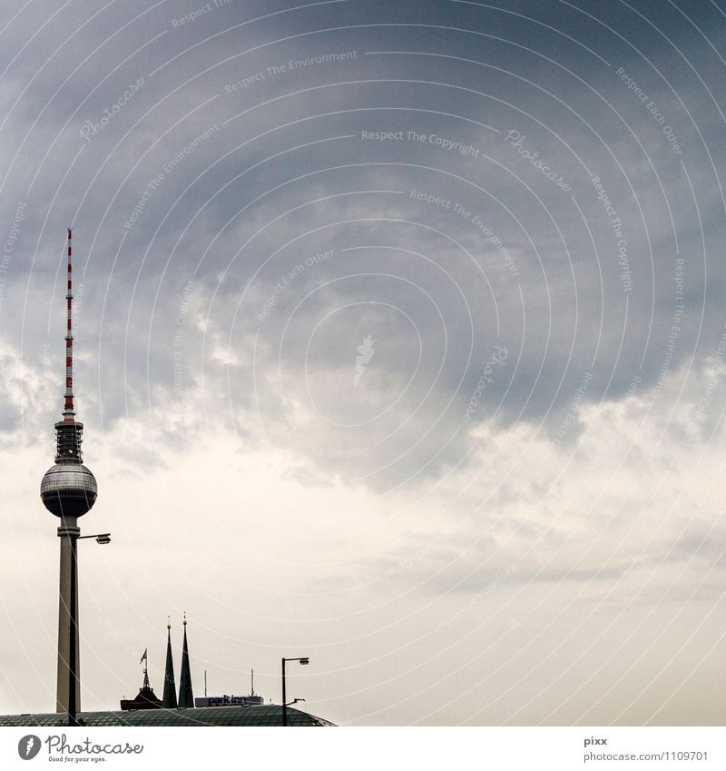 368m Style Tourism Freedom Sightseeing City trip TV set Radio (device) Technology Telecommunications Architecture Landscape Storm clouds Bad weather Rain Berlin