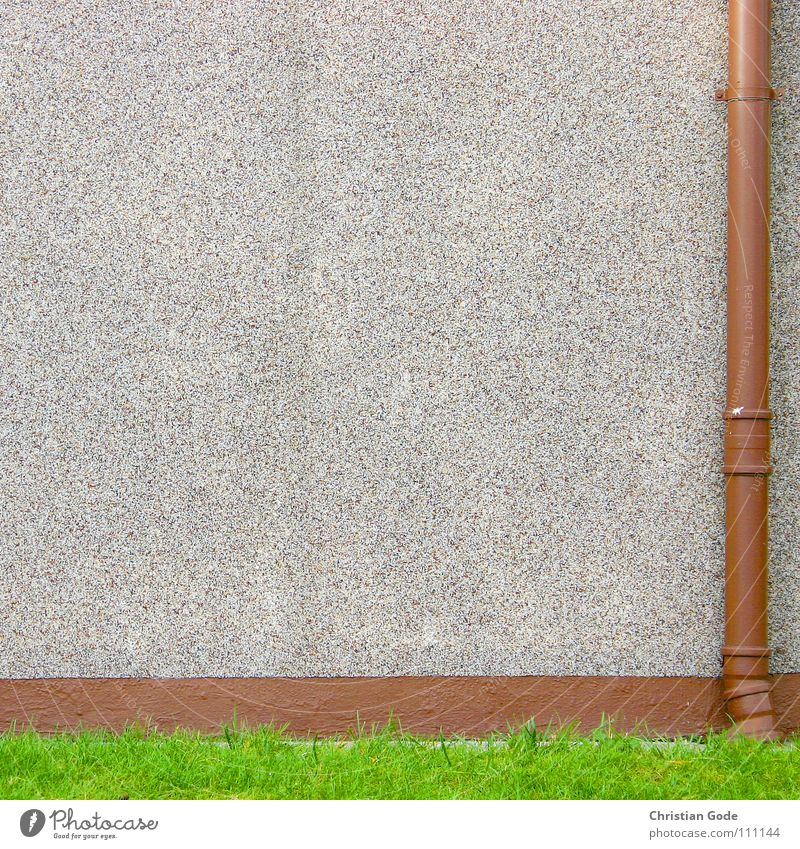 downpipe Wall (building) Meadow Green Brown Garage Front garden Detail Germany Traffic infrastructure Settlement Pipe