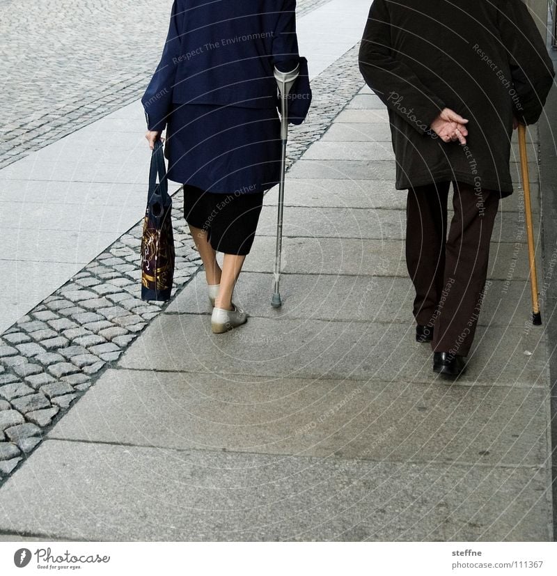 50+ Shopping Healthy Illness Retirement Human being Senior citizen Town Old Walking Poverty Together Blue Black White Power Trust Society Generation Walking aid