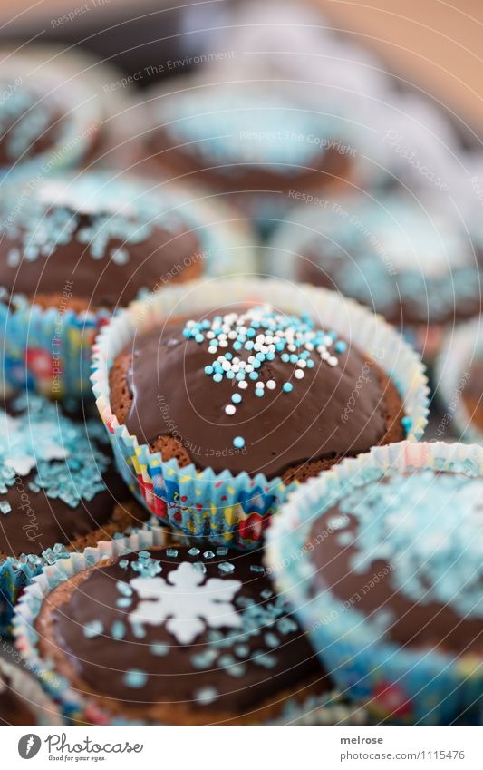 Chocolate muffins V Food Dough Baked goods Cake Candy Nutrition Eating To have a coffee muffin paper cups Coulored sugar candy Design Party