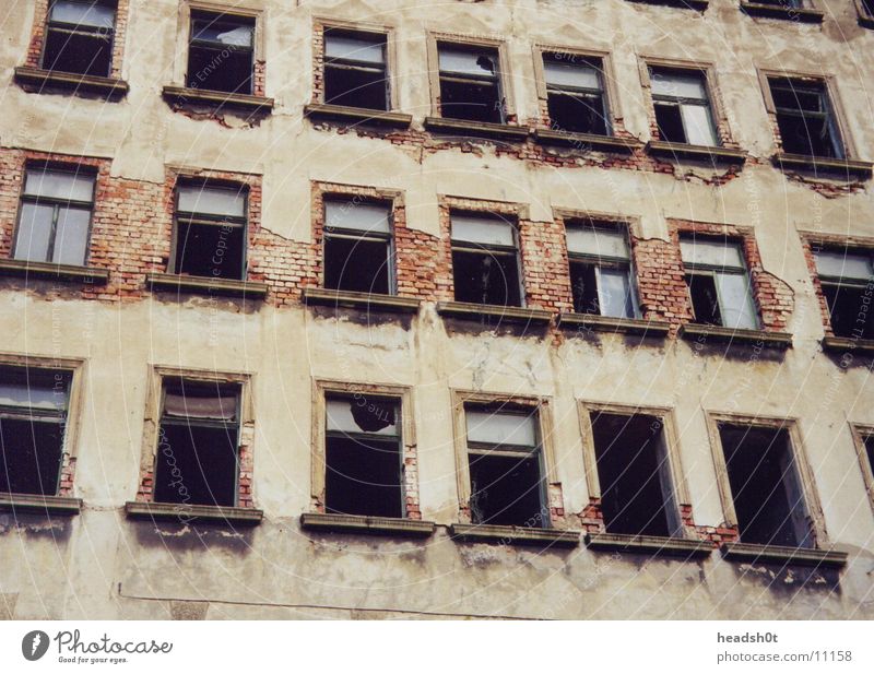 former GDR House (Residential Structure) Broken Building Window Wall (barrier) Historic Derelict Damage broken glass