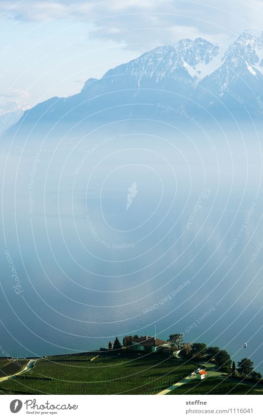 Around the World: Lake Geneva Mountain Peak Esthetic Lausanne Alps Fog Copy Space middle
