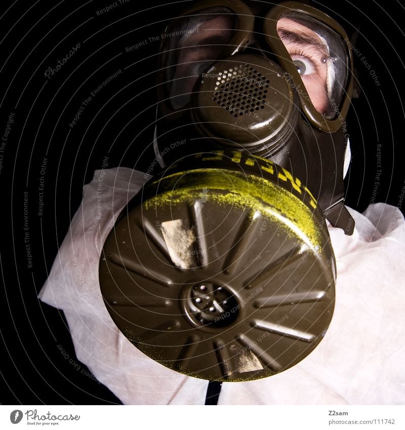 ABC-ANGRIFF II Poison gas Carbon dioxide Respirator mask Protective clothing Suit Sterile Safety (feeling of) Portrait photograph Environment Air pollution