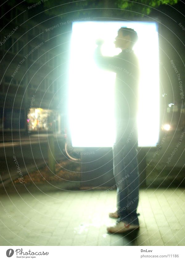 it glows.... Neon light Light Man Fellow Long exposure Screen cross-fade Guy Bright